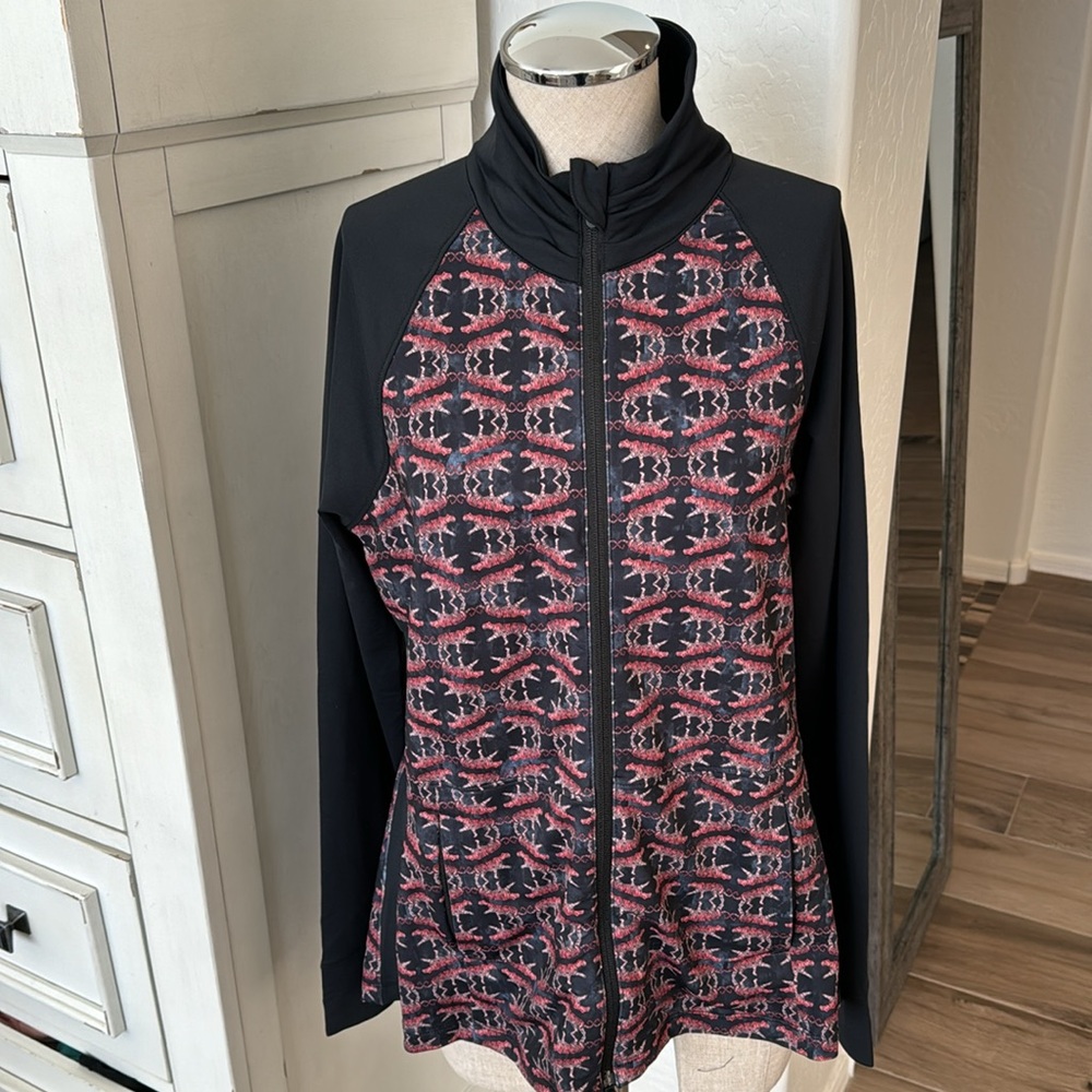 Peter Millar L zip front UPF 50+ sun protection Tiger print jacket